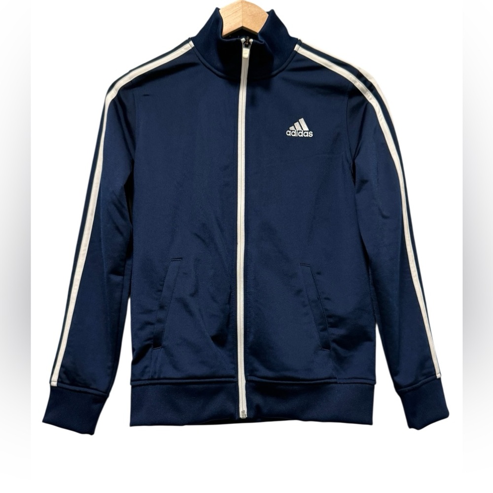 adidas Navy Track Jacket with White Stripes